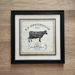 Framed Wall Art La Boucherie Le Beouf Mignon French Cottage Kitchen Decor  USA